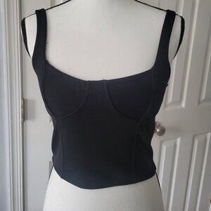 Zara Black Corset Style Crop Top - Size Medium